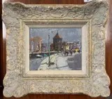Street view by Geoffrey Chatten, oil on board, sold Jul 2026