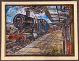 Hercules at Weybourne Station by Brian Edwards, acrylic on canvas, offered Jul 2026