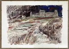Tantallon Castle, East Lothian by Brian Edwards, 1980, mixed media on paper, offered Jul 2026