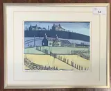 Crofts in Shetland by Nicholas Barnham, linocut, sold Jul 2026