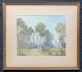 Figure on a bridge by H.R. Wibberley, watercolour, sold Jun 2026