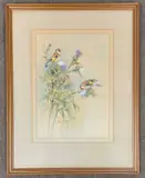 Perched Goldfinches by Roland Green, gouache, sold Jun 2026