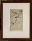 Great Tits perched on a branch by Roland Green, etching, sold Jun 2026