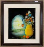 Flowers in a yelow vase by Josip Simic, oil, sold May 2026