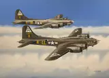 Boeing B17 Flying Fortress USAAF Formation by Mike Bailey, gouache, sold May 2026