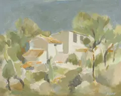 Farm, Tuscani by André Bicí¢t, oil on canvas, sold Aug 2026