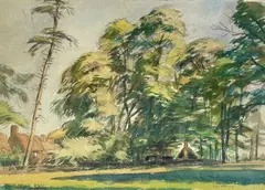 Chalfont Latimer by Edgar Holloway, 1941, watercolour and pencil, sold Aug 2026