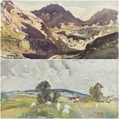 Watercolours - two unfinished paintings by Will Evans, watercolor, sold Aug 2026