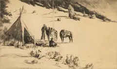 Ox Yoke, Montana, January 1935 by Ivan Dmitri, etching, sold Aug 2026