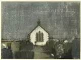 Chapel with Gravestones by Tom Jones, watercolour and pastel, sold Aug 2026