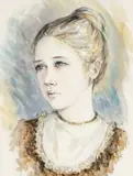 Portrait of Ryan Davies by Valerie Ganz, watercolour, sold Jul 2026