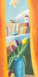 Tall Blue Vase by Emrys Williams, acrylic on panel, sold Jul 2026