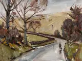Lone Traveller, Denbigh Moor No.2 by Edwin Forrest, oil on board, sold Jul 2026