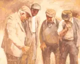 Print - four farmers in conversation by Aneurin Jones, print, sold Jul 2026