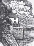 Wood engraving - entitled 'The Boathouse by John Petts, 1989, engraving, sold Jul 2026