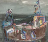 Fishing Boat by Mike Jones, mixed media, sold Jul 2026