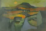 Possibly Fernhill by John Elwyn, 1987, mixed media, sold Jul 2026