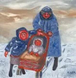 Winter Walk by Karel Lek, oil on canvas, sold Jul 2026