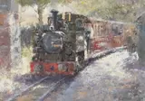 7 Pulling into Dolgoch on the by Gerald Green, oil on board, sold Jul 2026