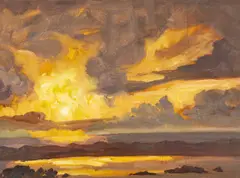 Evening, Kenfig Sands by Christopher Williams, oil on canvas board, sold Jul 2026