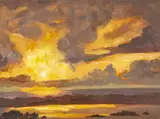Evening, Kenfig Sands by Christopher Williams, oil on canvas board, sold Jul 2026