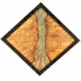 Paint and calligraphy on diamond shaped by Eleanor Glover, oil, offered Jul 2026