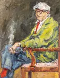 David Hockney RA by David Griffiths, oil on canvas, sold Jul 2026