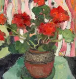 Geranium by Wendy Murphy, oil on board, sold Jul 2026