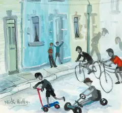 The Race by Nick Holly, oil on canvas, sold Jul 2026