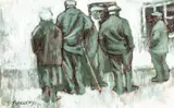Untitled by Aneurin Jones, mixed media on card, sold Jul 2026