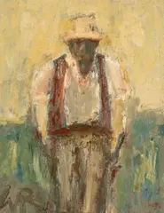 Farmer, New Waist Coat by Will Roberts, oil on board, sold Jul 2026