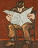 Reader by Mike Jones, oil on canvas, sold Jul 2026