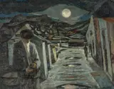 Untitled by John Elwyn, 1952, oil on board, sold Jul 2026