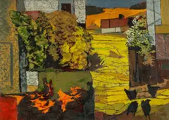 Untitled by John Elwyn, 1960, oil on board, sold Jul 2026