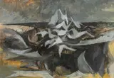 Seagulls on Waves by John Elwyn, 1955, gouache, sold Jul 2026