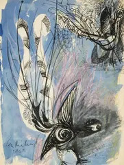 Crayon and by Ceri Richards, 1943, ink, sold Jul 2026