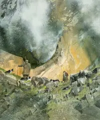 Pecking Order by Malcolm Edwards, watercolour on paper, sold Jul 2026