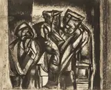 The Miners by Merlyn Evans, 1946, etching, sold Jul 2026