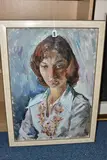Portrait of a young woman by Vasili Karkots, oil on canvas board, sold Oct 2024