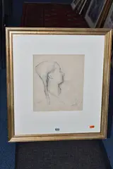 Female portrait by John Stanton Ward, mixed media on paper, sold Oct 2024