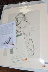 Seated girl by Nigel Lambourne, ink on paper, sold Oct 2024
