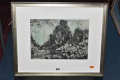 Demolition by William Ware, ink and green, sold Oct 2024