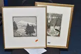 Mountainous landscape by Arabella Rankin, woodcut, sold Oct 2024