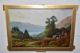 Mountainous landscape with loch to distance by Sidney Valentine Gardner, oil on canvas, sold Oct 2024