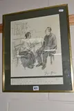 A humorous cartoon drawing by George Belcher, charcoal on paper, sold Oct 2024