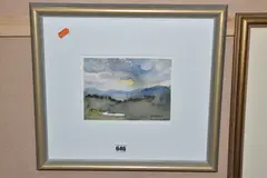 Cattle by a Dam by Margaret Coen, watercolour, offered Oct 2024