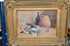 Still life with game by James Hardy, watercolour on paper, sold Oct 2024