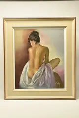 Desnudo agachado / seated nude by Domingo Álvarez Gómez, pastel on paper, sold Oct 2024