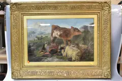 A highland scene with animals by George William Horlor, oil on canvas, sold Oct 2024