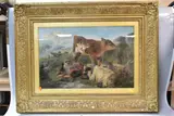 A highland scene with animals by George William Horlor, oil on canvas, sold Oct 2024